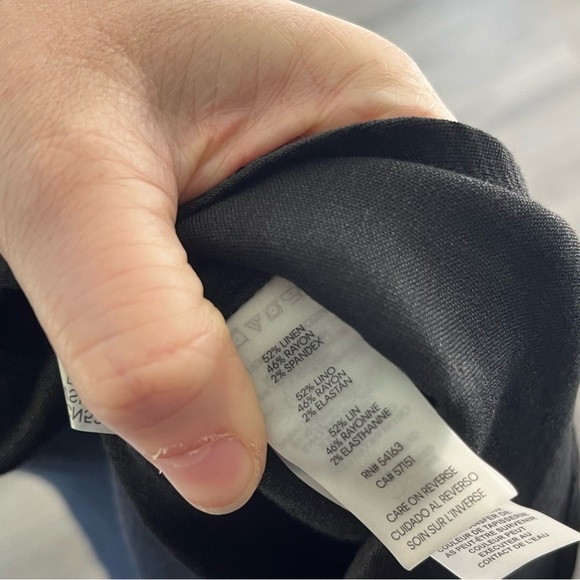 New Calvin Klein Womens Black Button Front Midi Black Linen Blend Skirt Size 24W - Picture 9 of 9